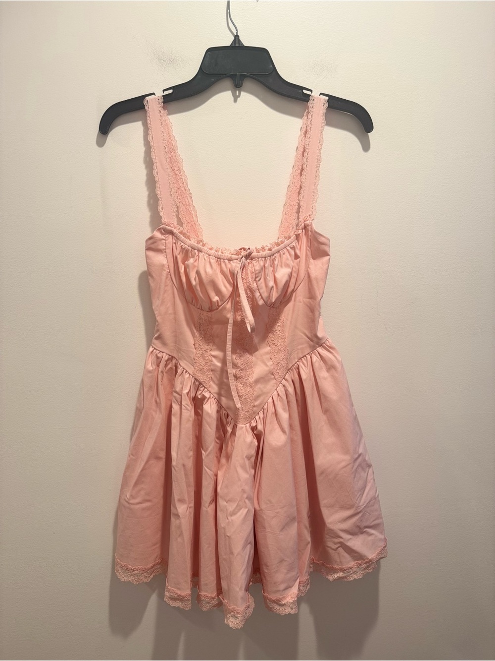 Pink Lace-Trim Corset Style Mini Dress NWT